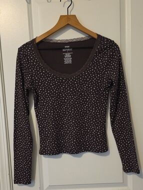 Pink Republic Ditsy Floral Fitted Long Sleeve Top Size S